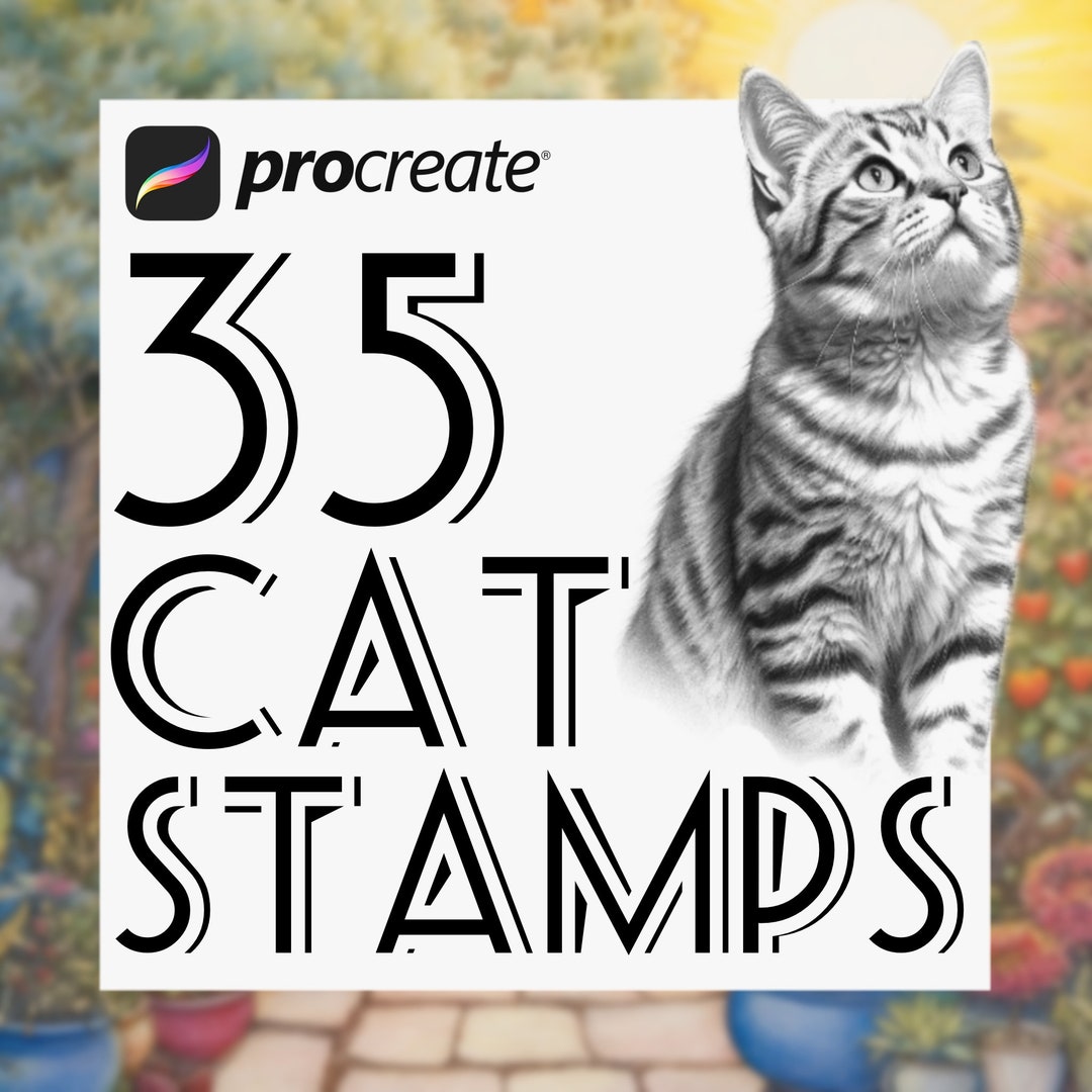 Cat Procreate Stamps Set | Pet Art Digital Download | Pets Sketching ...