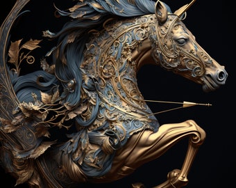 Sagittarius horoscope digital print - animal symbol of Sagittarius zodiac as wall art. Set of 2 digital portraits.