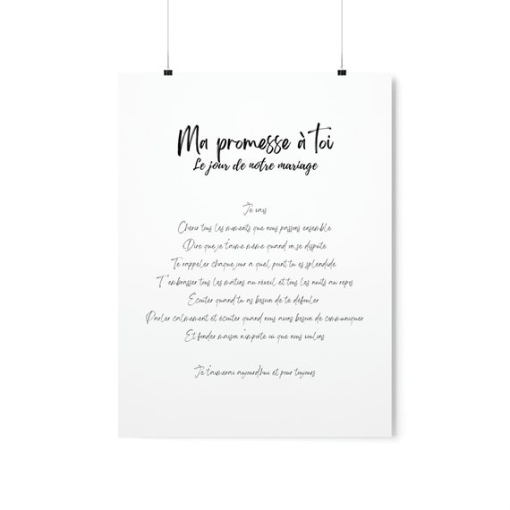 Affiche Verticale Premium Une Promesse De Mariage Etsy