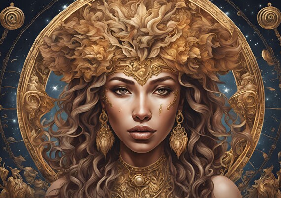 Virgo Horoscope Digital Print - Female Goddess Virgo Zodiac Wall