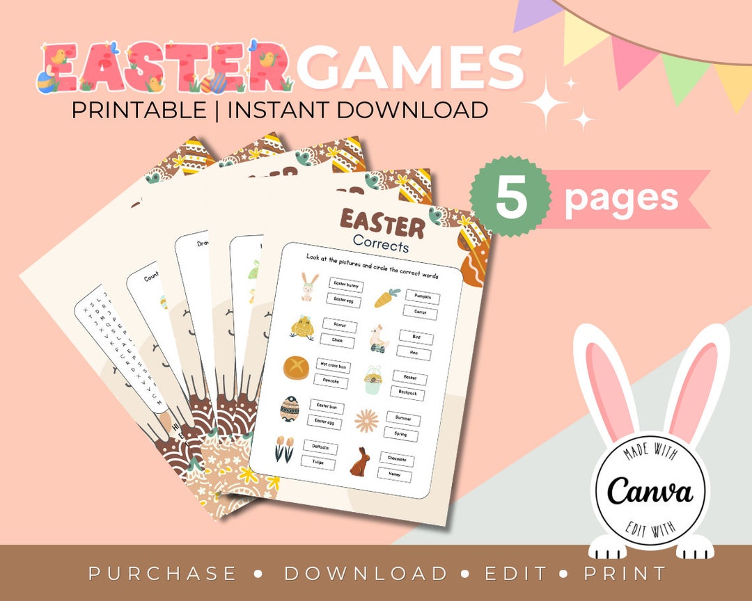 Personalized Easter Games Printable, Printable Easter Games, Editable ...