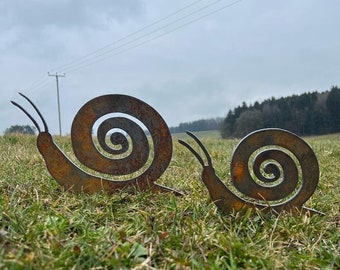 Gartenschnecken | Deko | Stahl | Gartenstecker | Frühling | Metall | Edelrost | Gartendeko