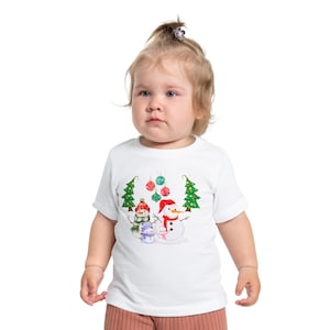 Cute Snowman Baby Tee, Holiday Baby Shirt, Christmas Outfit, Winter Baby Clothes, Snowman T-Shirt