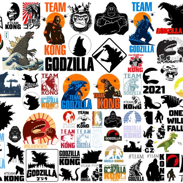 Godzilla svg bundle, King Kong Svg Bundle, Godzilla Silhouette, Godzilla Clip Art, Godzilla Cut File