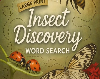 Sopa de letras con letras grandes (edición de insectos) - Libro de actividades con rompecabezas de búsqueda y búsqueda de InkxCity