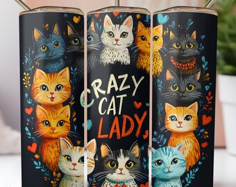 Crazy Cat Lady Becherverpackung: Lustige Katzen PNG (Digitaler Download)