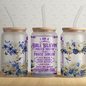 Christian Affirmations 16oz Glass Can Tumbler Design (Digital Download)