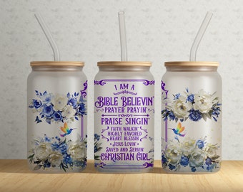 Christian Affirmations 16oz Glass Can Tumbler Design (Digital Download)