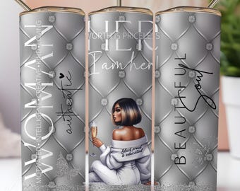 Black Woman Affirmations Tumbler Wrap: Proud & Educated PNG (Digital Download)