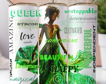 Inspirational Black Woman 20oz Tumbler Wrap: Melanin Queen (PNG Digital Download)
