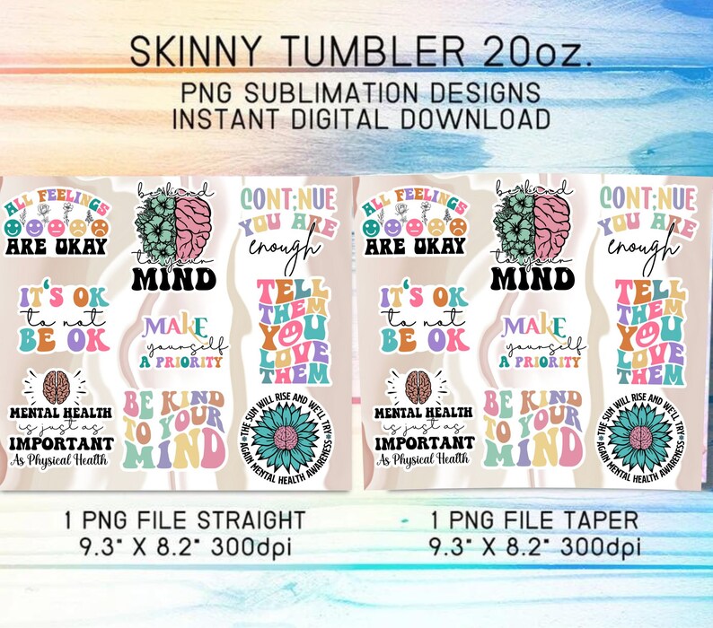 Mental Health Tumbler Wrap, Mental Health Matters Boho Inspiration Cup