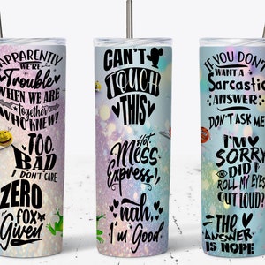 Sarcastic Quotes 20oz Tumbler Wrap: Funny Sublimation Design (PNG Digital Download)