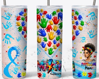 Autism Mom Tumbler Wrap: 20 oz Skinny Tumbler Design (PNG)