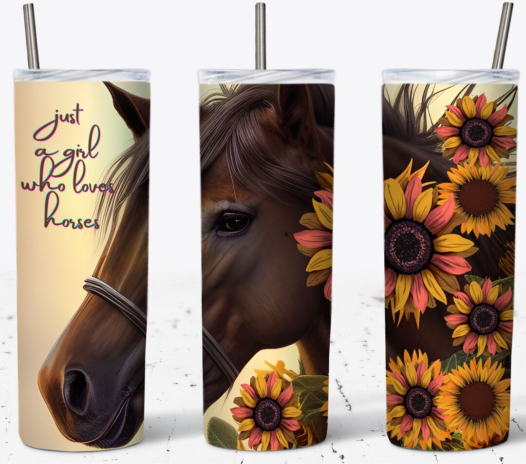 Horse & Sunflower 20oz Skinny Tumbler Wrap (PNG) - Etsy
