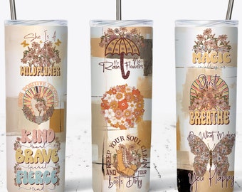 Boho Positive Affirmations Tumbler Wrap: 20oz Skinny Tumbler (PNG Digital Download)