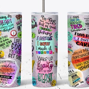 Sarcastic Quotes 20oz Tumbler Wrap: Funny Sublimation Design (PNG Digital Download)