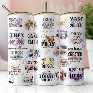 Faith Affirmations Tumbler Wrap: Bible Verse Design (PNG Digital Download)