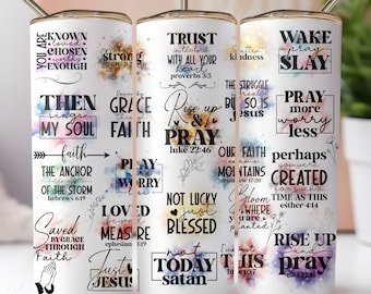 Affermazioni di fede Tumbler Wrap: Design del versetto della Bibbia (download digitale PNG)