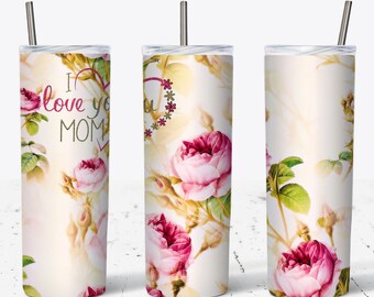 Floral Mother's Day Tumbler: Inspiring Quote, 20 oz Sublimation Design (PNG)