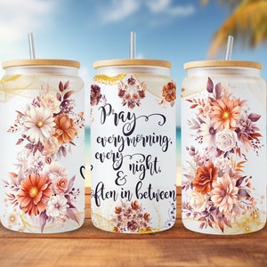 Christian Bible Verse Affirmations 16oz Libbey Glass Can Tumbler Design, Religious Glass Can Gift, Christian Glass Can Wrap, Believer in God