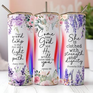 Christian Tumbler Wrap: Bible Verse Faith Design (Digital Download)