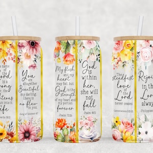 Christian Bible Verse Affirmations 16oz Libbey Glass Can Tumbler Design, Religious Glass Can Wrap, Christian Glass Can, Believer in God gift