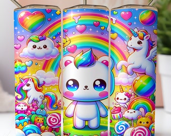 Rainbow Kitty 20oz Tumbler Wrap: Kids Gift (PNG Digital File)
