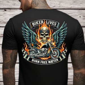Biker Lives Matter PNG Sublimation Design, Hell Rider Png, Flaming Bike Design, Biker Shirt, Rider Skull PNG, PNG File Digital Download Only