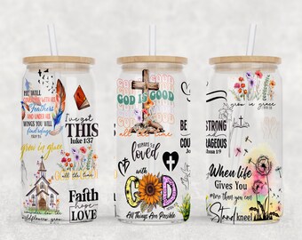 Christian Affirmations Libbey Glass Can Tumbler Design (Digital Download)