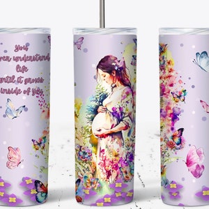 Butterfly Pregnancy Tumbler: Motherhood Gift, Seamless 20oz PNG (Digital Download)