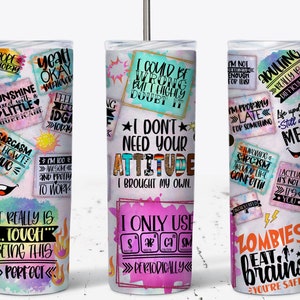 Sarcastic Quotes 20oz Tumbler Wrap: Funny Sublimation Design (Digital Download)