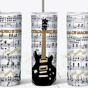 Music Tumbler Wrap Guitar  Music Love Musical notes -  Seamless Tumbler Wrap Sublimation Design Downloads - Skinny Tumbler 20oz Design, Gift