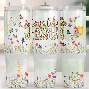 Jesus 40oz PNG, 40oz Tumbler Wrap, Religious 40oz Quencher Tumbler Wrap, Christian PNG Sublimation Design, Wild Flowers Gift Tumbler Wrap