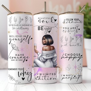 Black Girl Magic Tumbler Wrap: Positive Affirmations, 20oz Skinny Design (PNG Digital File)