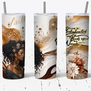 Melanin Queen 20oz Tumbler Wrap: Christian Bible Verse (PNG Digital Download)