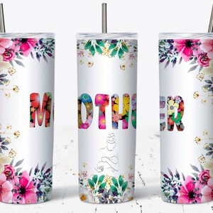 Vaso floral para el Día de la Madre: Cita inspiradora, diseño bohemio (sublimación de 590 ml)
