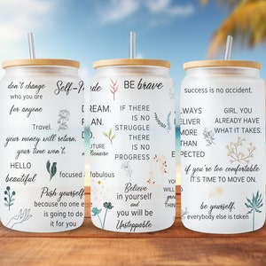 Affirmation Libbey Glass Can Tumbler Sublimation Design (Digital Download)