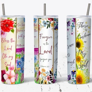 Floral Scripture Tumbler Wrap: Jesus Faith Quote (PNG)