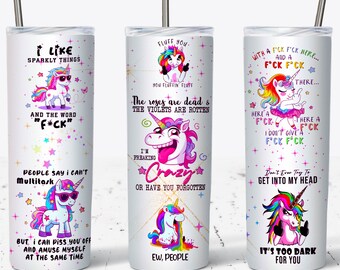 Funny Unicorn Sarcastic 20oz Skinny Tumbler Sublimation Design (PNG)