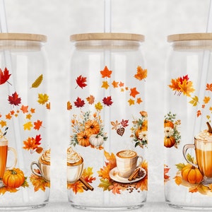Pumpkin Spice Latte Glass Can Tumbler Sublimation Design (PNG)