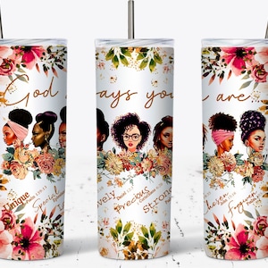 Melanin Goddess 20oz Tumbler Wrap: Black Girl Affirmations (PNG Digital Download)