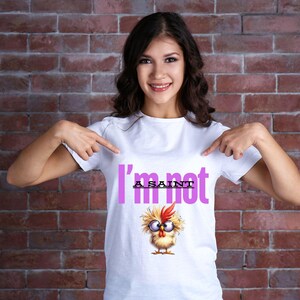 Lustiges sarkastisches Huhn Shirt, ich bin kein Heiliger, lustiges T-Shirt PNG Sublimationsdesign, Erwachsenen Humor Design, beliebtes Shirt nur digitaler Download