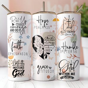 Bicchiere cristiano: versetti della Bibbia sulla fede, design sottile da 20 once (download digitale)