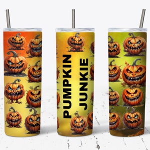 Pumpkin Junkie Tumbler Wrap: Autumn Sublimation Design (PNG)