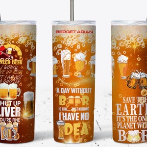 Funny Beer Quotes beker wrap - 20oz magere beker (digitale png-download)