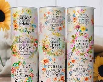 Spanish Bible Verse 20oz Tumbler Wrap: Christian Gift (PNG)