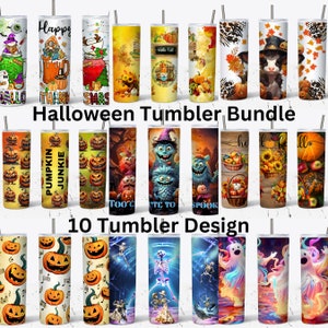 Halloween Tumbler Wrap Bundle: Spooky Fall Designs (PNG Digital File)