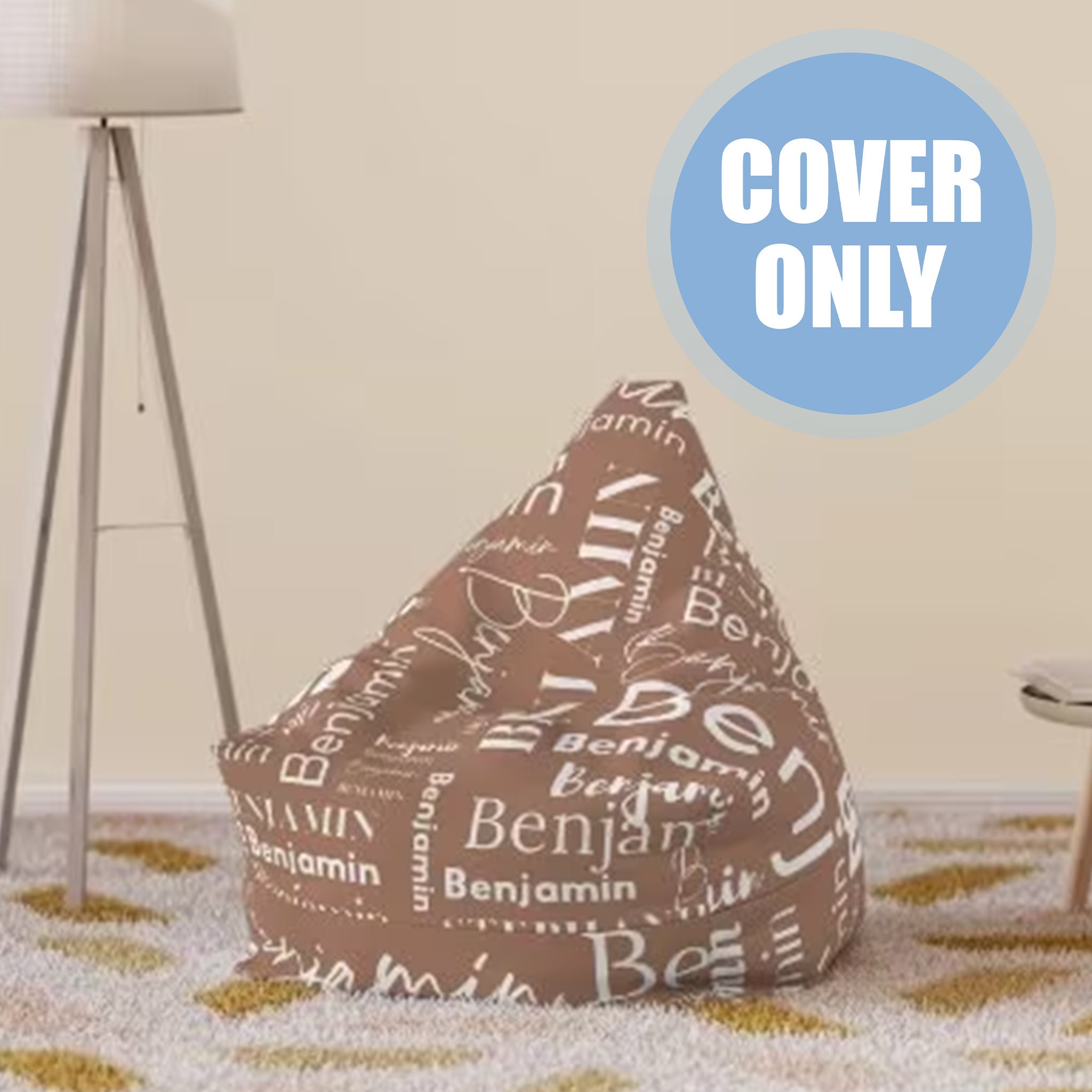 Customized Name Bean Bag Chair Cover for Kids and Adults, Personalized