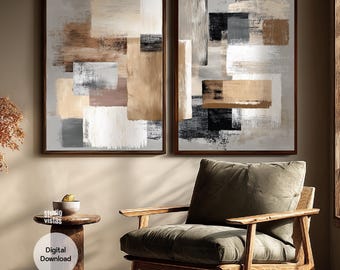 Stampe artistiche Japandi Wabi Sabi: set astratto beige (download digitale)