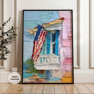 Coastal American Flag Print: 4th of July Wall Art (Digital Download, PNG Files)